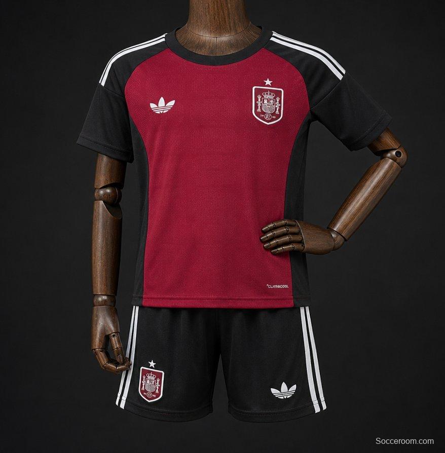 2026 Kids Spain Wine/Black Goalkeeper Jersey
