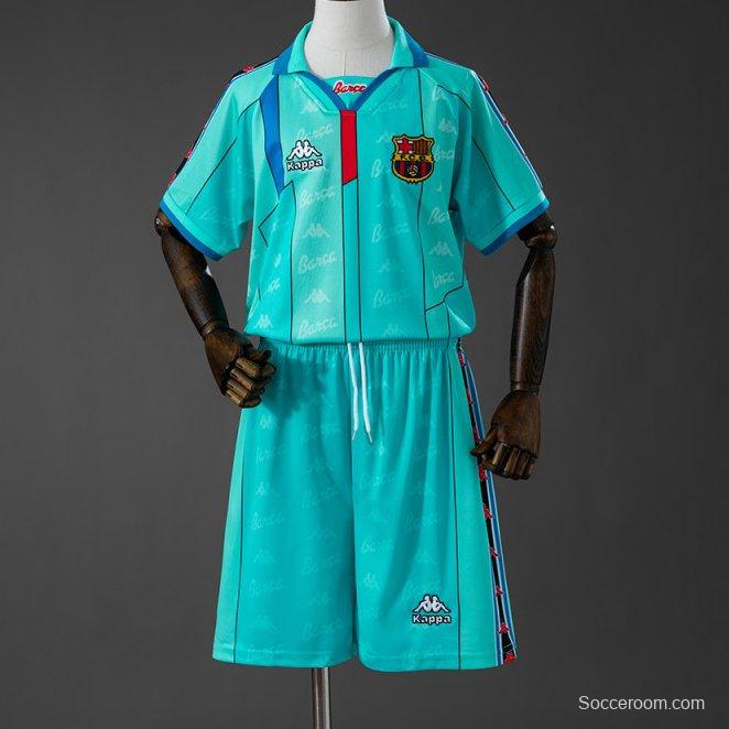 96/97 Kids Barcelona Away Retro Kit Jersey Size 16-28