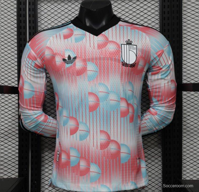 Player Version 26/27 Belgium Frozen Blue & Pink  Away Long Sleeve Jersey