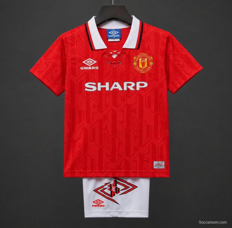 Retro Kids 92/94 Manchester United Red Home Jersey