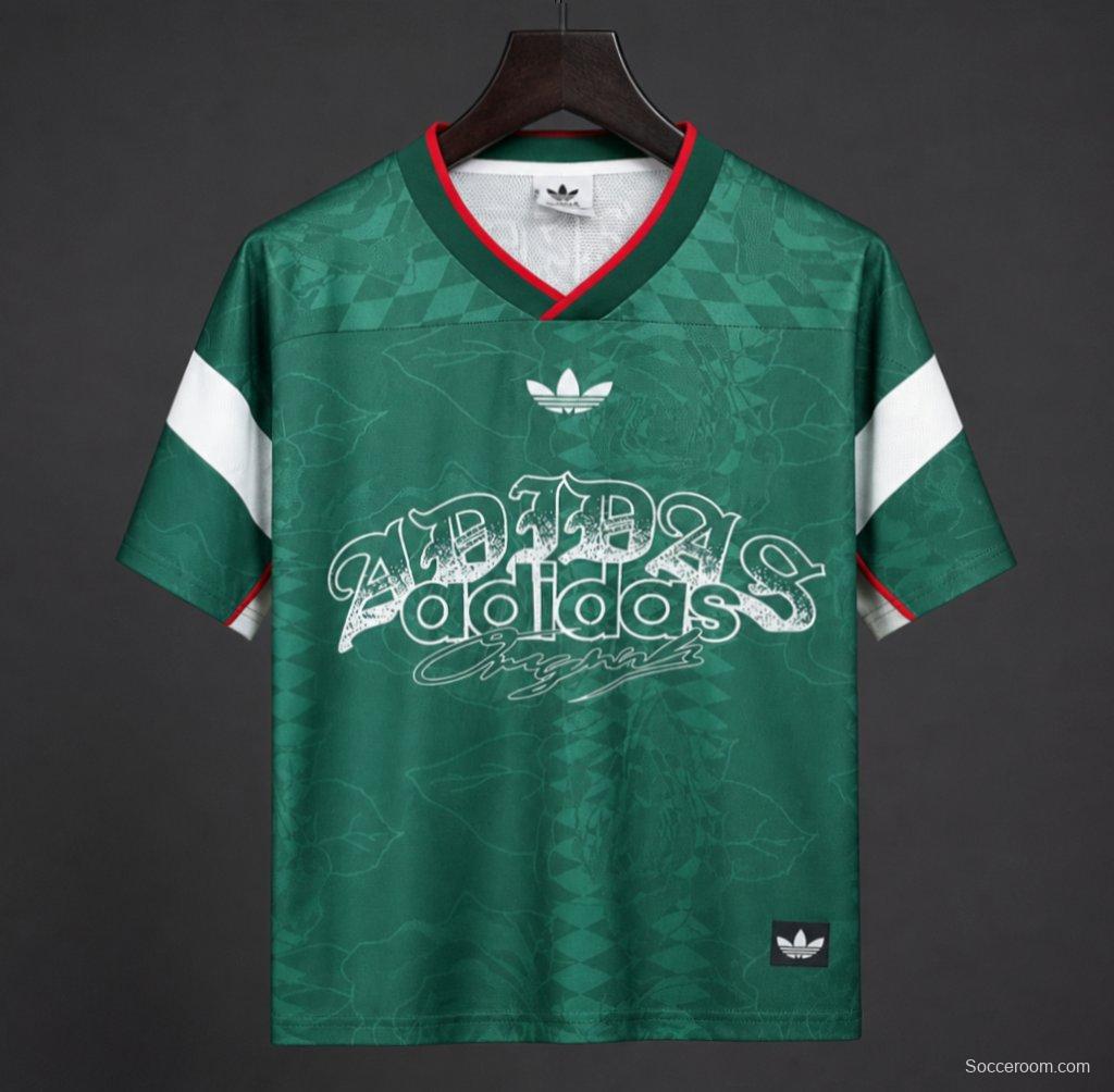 26/27 Adidas Originals Roses Mesh Green Vintage Style Jersey