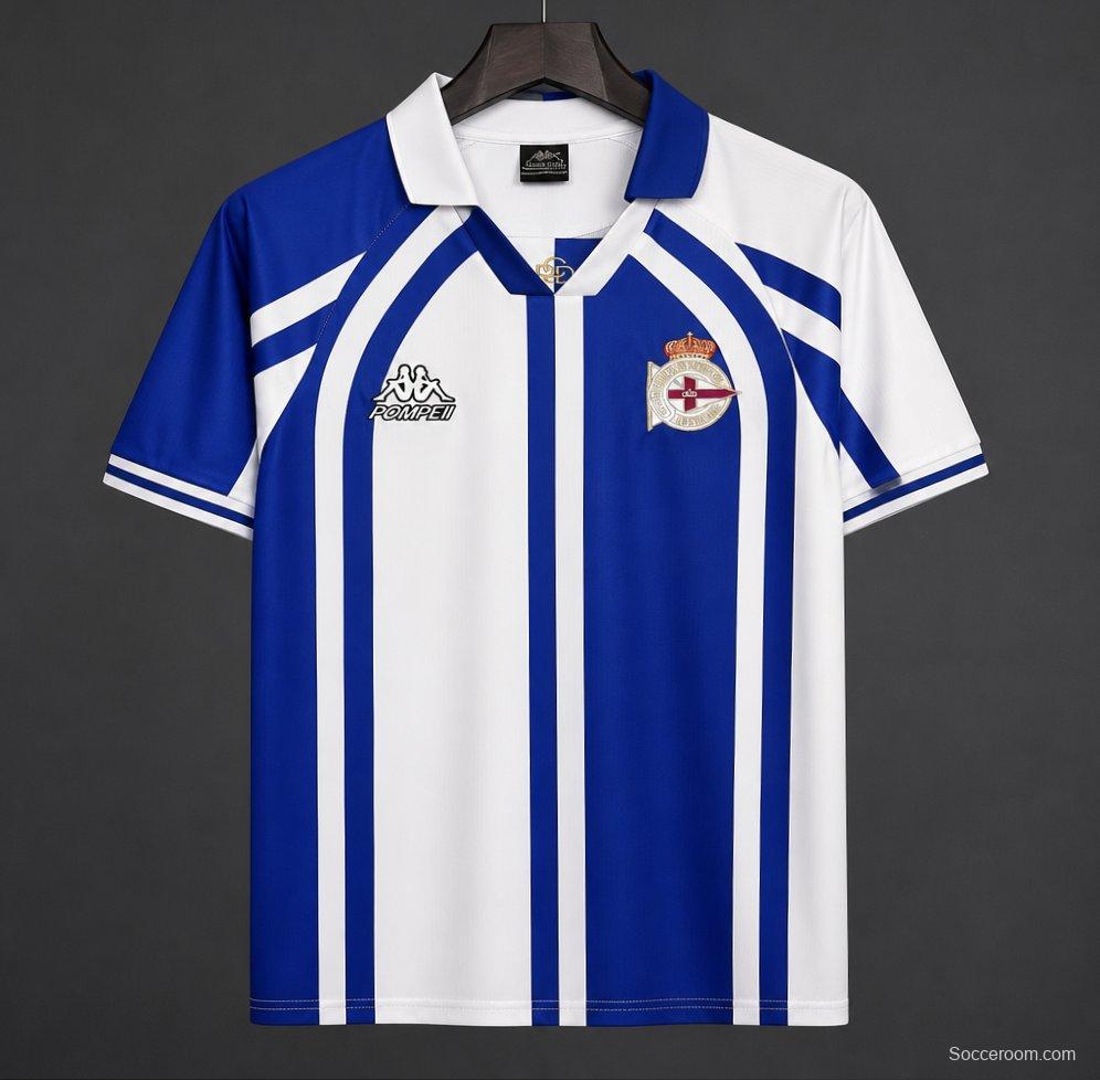 Retro  Deportivo La Coruña Blue & White Stripe Home Jersey
