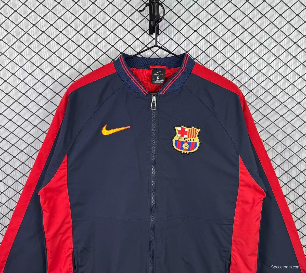 Retro 1998/99 Barcelona Nike Vintage Navy/Red Windbreaker